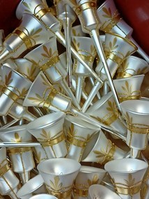 Bella Rose Sklenená vianočná ozdoba Zvonek Bílá Mat