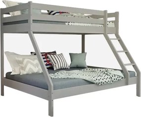 Detská poschodová posteľ z masívu s rozšíreným spodným lôžkom DENIS - 200x90/140 cm - šedá