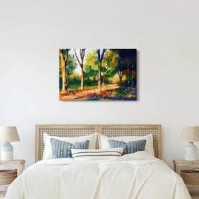 Obraz lesa v letnom slnku, maľba (90x60 cm)
