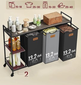 Koš na prádlo Vasagle Asas 150 l černý/šedý/hnědý