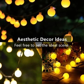 Brilagi - Solárny LED dekoratívny svetelný reťazec BUBBLE 50xLED/8 funkcií, 7 m, IP65, teplá biela