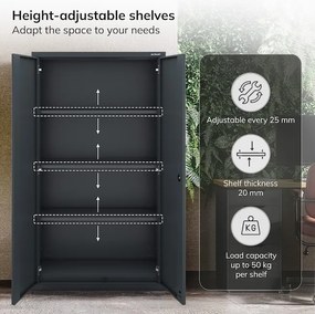 Modulárna kovová multifunkčná skriňa so zásuvkou antracitová MEGAN 1850 x 900 x 400 mm