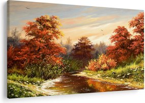 Obraz rieky v jesennej krajine, olejomaľba (90x60 cm)