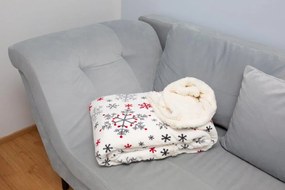 Deka WINTER s baránkom 150x200 cm - biela/sivá/červená