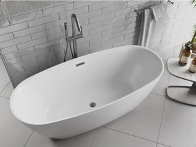 Mexen Luvo Slim, voľne stojaca vaňa 170 × 75 cm, biela lesklá, grafitový prepad, 52801707500-66