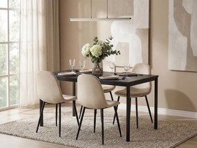 Béžová zamatová stolička COMO s čiernymi nohami