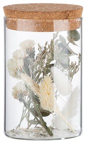 Gilde Sušené kvety v skle s glitrami, biele, 12,5 cm