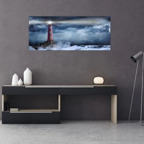 Obraz - Maják na útese (120x50 cm)
