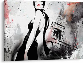 Obraz - Lady a Eiffelova veža (70x50 cm)