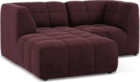 Vínovočervená zamatová rohová pohovka (ľavý roh/s leňoškou) Aloha – Makamii