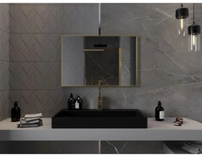 Mexen Loft, obdĺžnikové kúpeľňové zrkadlo 90 x 60 cm, farba rámu zlatá lesklá, 9852-090-060-000-50