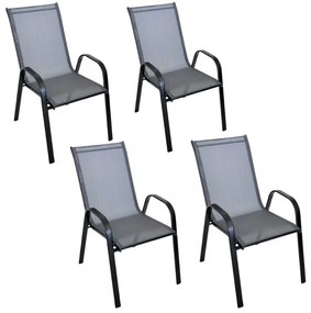Záhradné kreslá TAVERNO set 4 ks sivá/čierna