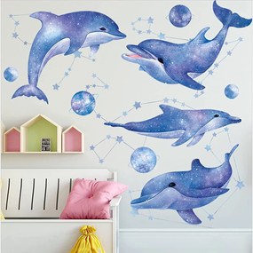 Veselá Stena Samolepka na stenu na stenu Vesmírne delfíny