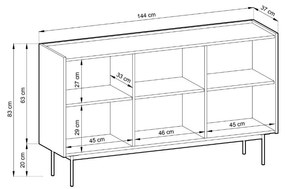 Komoda Color K144 červená/dub linea