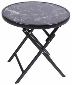 Garthen skladací odkladací stolík Ø 45 cm čierny mramor D104165