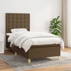 Boxspring posteľ s matracom tmavohnedá 100x200 cm látka 3142636