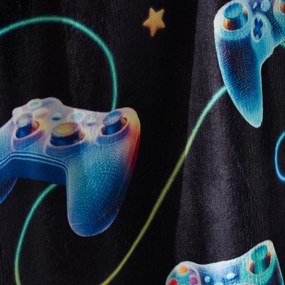 Čierna/modrá detská deka z mikroplyšu 130x170 cm Gamer – Catherine Lansfield