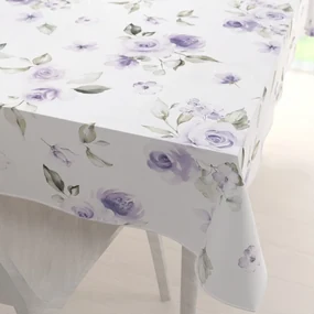 Biante Teflónový obdĺžnikový obrus TF-024 Fialové ruže na bielom 120x200 cm