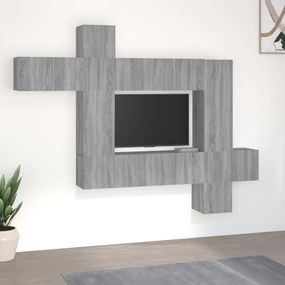 10-dielna súprava TV skriniek sivý dub sonoma spracované drevo