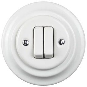 Elhard Okrúhly keramický vypínač s kolískou č.5, biely - kompletný KV5005W