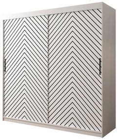 Skriňa Jodełka 1 200 biely/biely/čierna