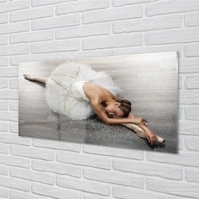 Sklenený obraz Žena biele balerína šaty 140x70 cm