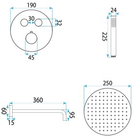 Rea Lungo Diamond, podomietková sprchová súprava s termostatickou batériou + BOX, REA-P6967