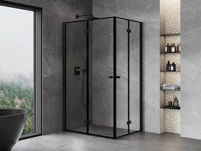 Mexen Mist-F Duo, skladací sprchový kút 110 x 75 cm, číre sklo-čierny rám, 8A6-110L-075P-70-70