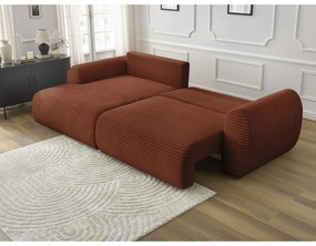 Menčestrová rozkladacia rohová pohovka v tehlovej farbe (ľavý roh) Lucien – Bobochic Paris