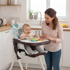 ECOTOYS Detská jedálenská stolička pre deti 6–36 mesiacov, 3-bodové pásy, podnožka