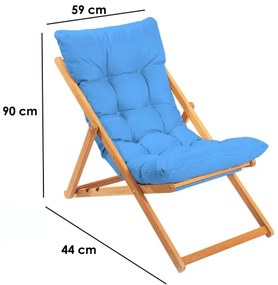 Záhradné lehátko modré/buk