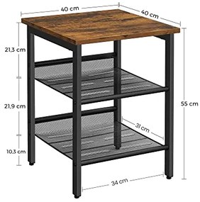 Príručný stolík VASAGLE s 2 mriežkami priemyselného vzhľadu - LET23X