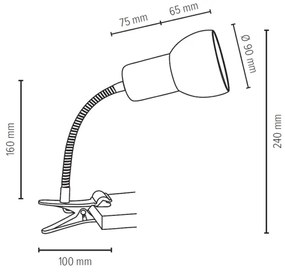 Spot-Light 2224174WF - Lampa s klipom SVENDA 1xE27/60W/230V