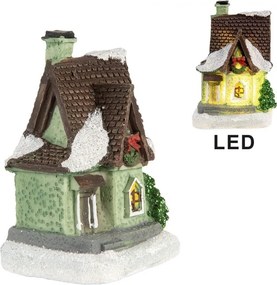 Dekorácia malinký svietiaci zelený domček Manon LED - 5*5*7 cm
