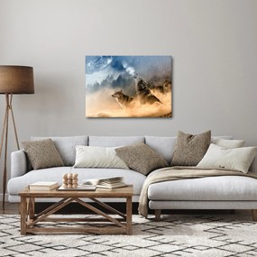 Obraz - vlci vyjúci na mesiac (70x50 cm)