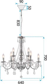 Toolight Toolight, stropné svietidlo 9xE14, EBT016-9CP, chróm, OSW-01231