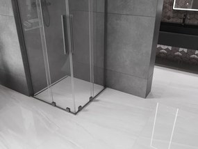 Mexen Velar L Duo, sprchový kút s posuvnými dverami 100 x 100 cm, 8mm číre sklo, brúsený grafit, 871-100-100-02-03-95