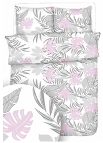 Obliečky krepové Tropic ružový TiaHome - 1x Vankúš 90x70cm, 1x Paplón 140x200cm