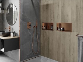 Mexen X-Wall-R, polica na zapustenie s prírubou  45 x 20 cm, medená matná - 19C0452010