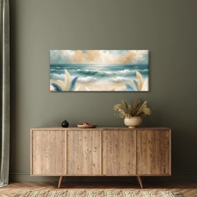 Obraz – Maľovaná pláž v jemných farbách (120x50 cm)
