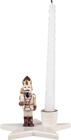 Béžový keramický svietnik Luskáčik ChrisMs - 15*14*12 cm
