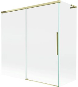 Mexen Rox, L posuvná 2-krídlová vaňová zástena 170 + 75 x 150 cm, 8mm číre sklo, zlatý lesklý profil, 8C9L-170-075-50-00