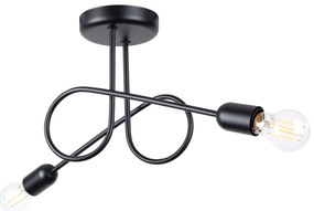 Stropné svietidlo Loop 2, čierne telo svietidla