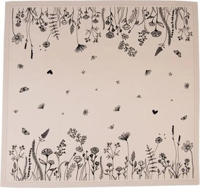 Béžový bavlnený obrus s kvetinami květinami Flora And Fauna - 150*250cm