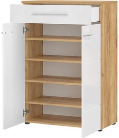 Biela prírodná skrinka na topánky v dekore duba Aledo - Germania