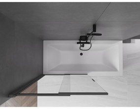 Mexen Fox, 2-krídlová posuvná vaňová zástena 100 × 150 cm, 5mm číre sklo, grafitový profil, 891-100-002-66-00