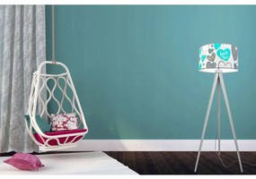 Detská stojacia lampa Heart, 1x biele textilné tienidlo so vzororm, (výber z 2 farieb konštrukcie), b
