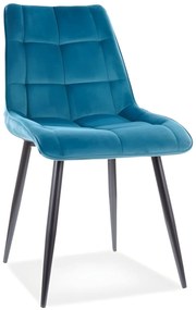 Stolička Chic Velvet tyrkysová – čierne nohy