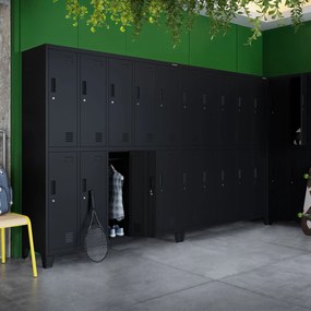 Kovová BHP šatní skriňa s 10 dverami BARTEK 1360 x 1720 x 450 mm, čierna