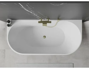 Mexen Oval, voľne stojaca nástenná vaňa 180 x 80 cm, biela-čierna, zlatý lesklý prepad, 52671808075-50